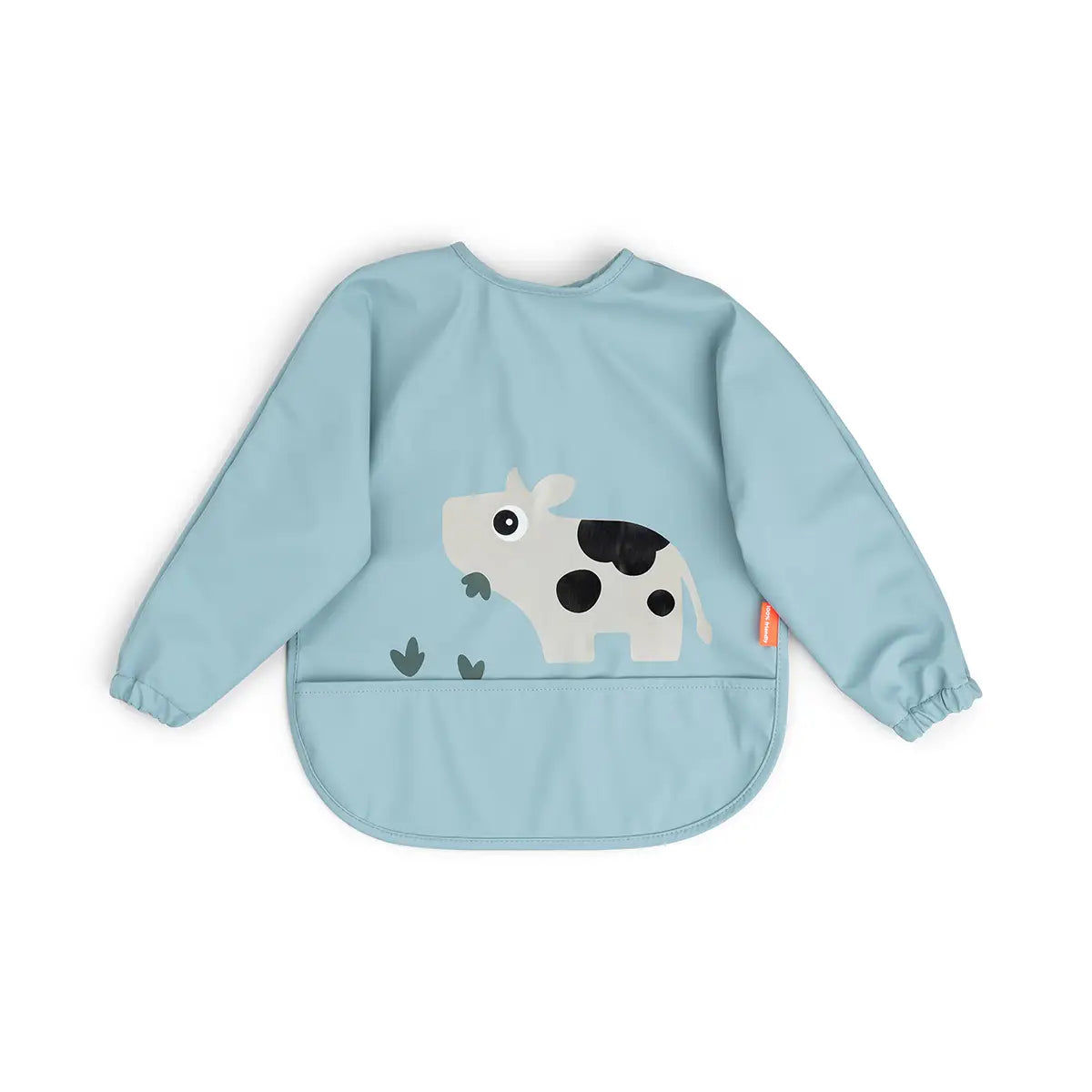 Sleeved pocket bib - Tiny farm - Blue